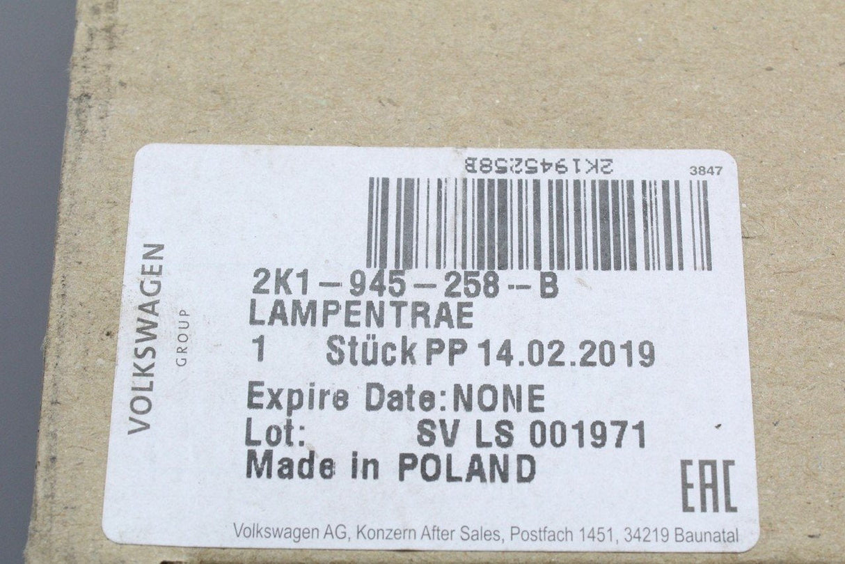 VW Caddy 2016-20 right rear tail light bulb holder (tailgate) 2K1945258B