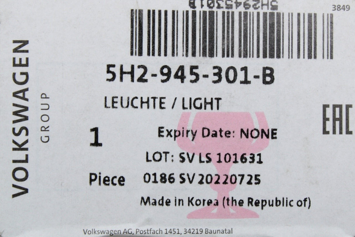 VW Golf MK8 2020-on RHD wing mirror puddle entry light (left) 5H2945301B