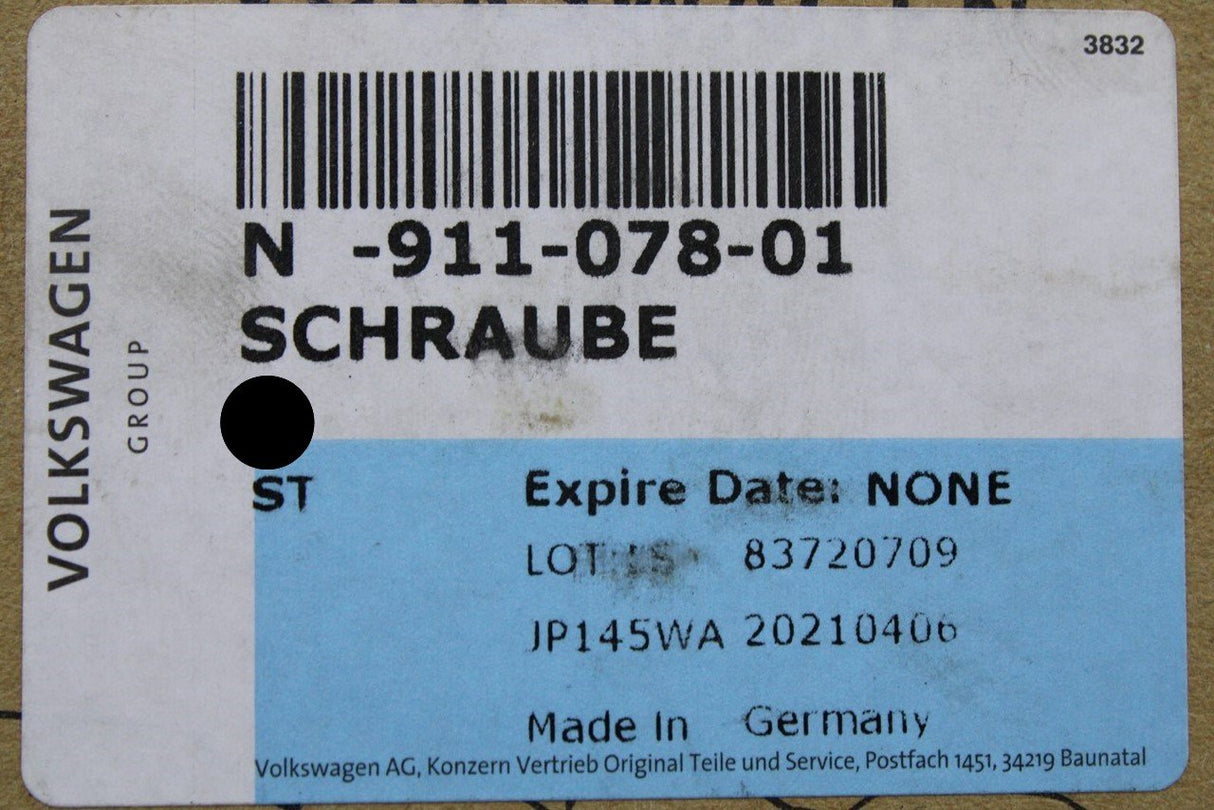 VW Audi Skoda SEAT Hex collared bolt M10x65mm (x1) N91107801