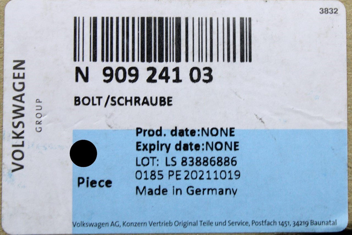 VW Audi Skoda SEAT subframe bolt w/ washer M12x1.5x1.30mm (x1) N90924103