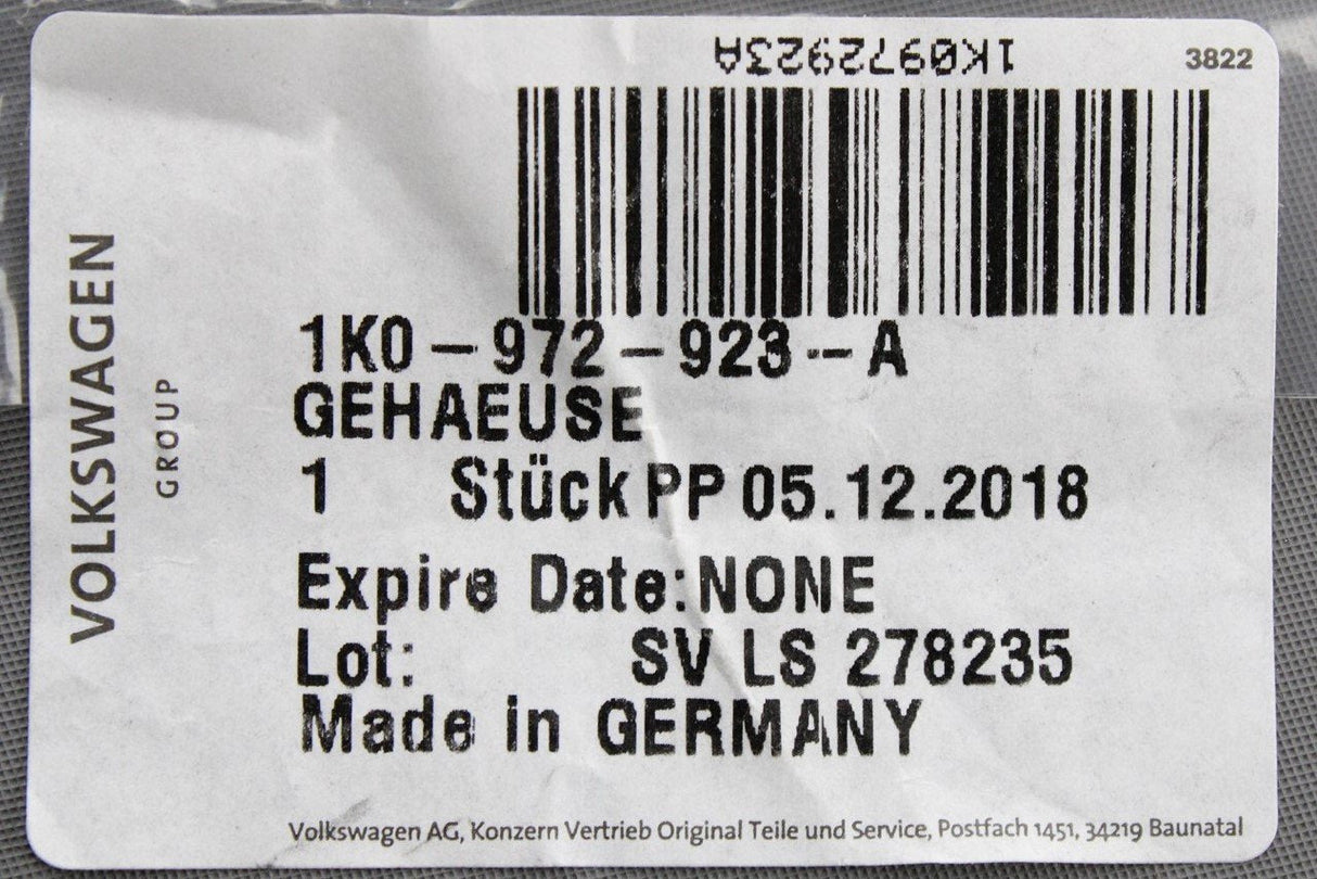 VW Audi Skoda SEAT 6-pin plug housing (brown) 1K0972923A