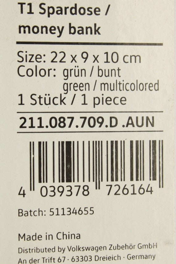 VW T1 money box (flower power) 211087709D AUN