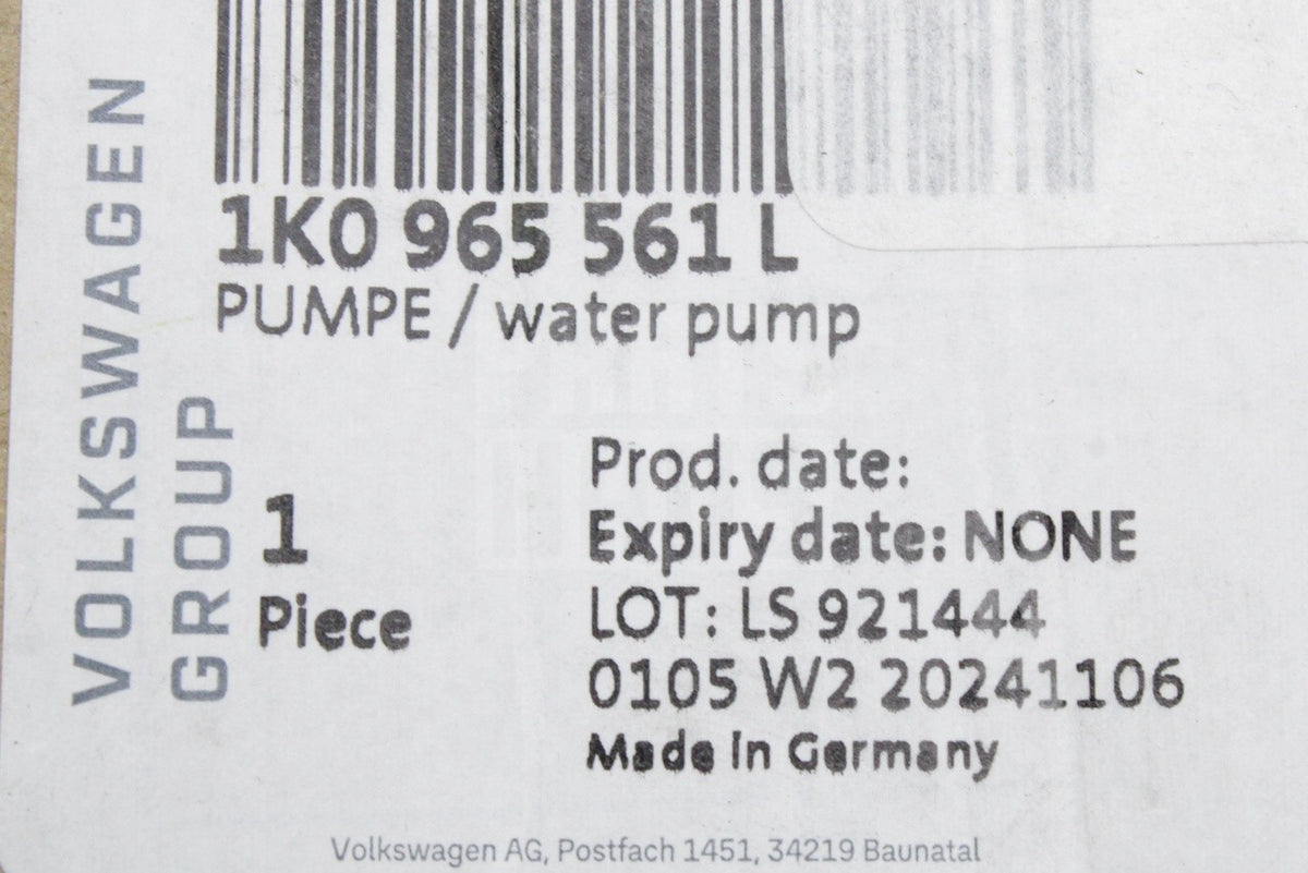 VW Golf MK6 Audi A3 8P Skoda Yeti SEAT 1.2 TSI coolant pump 1K0965561L