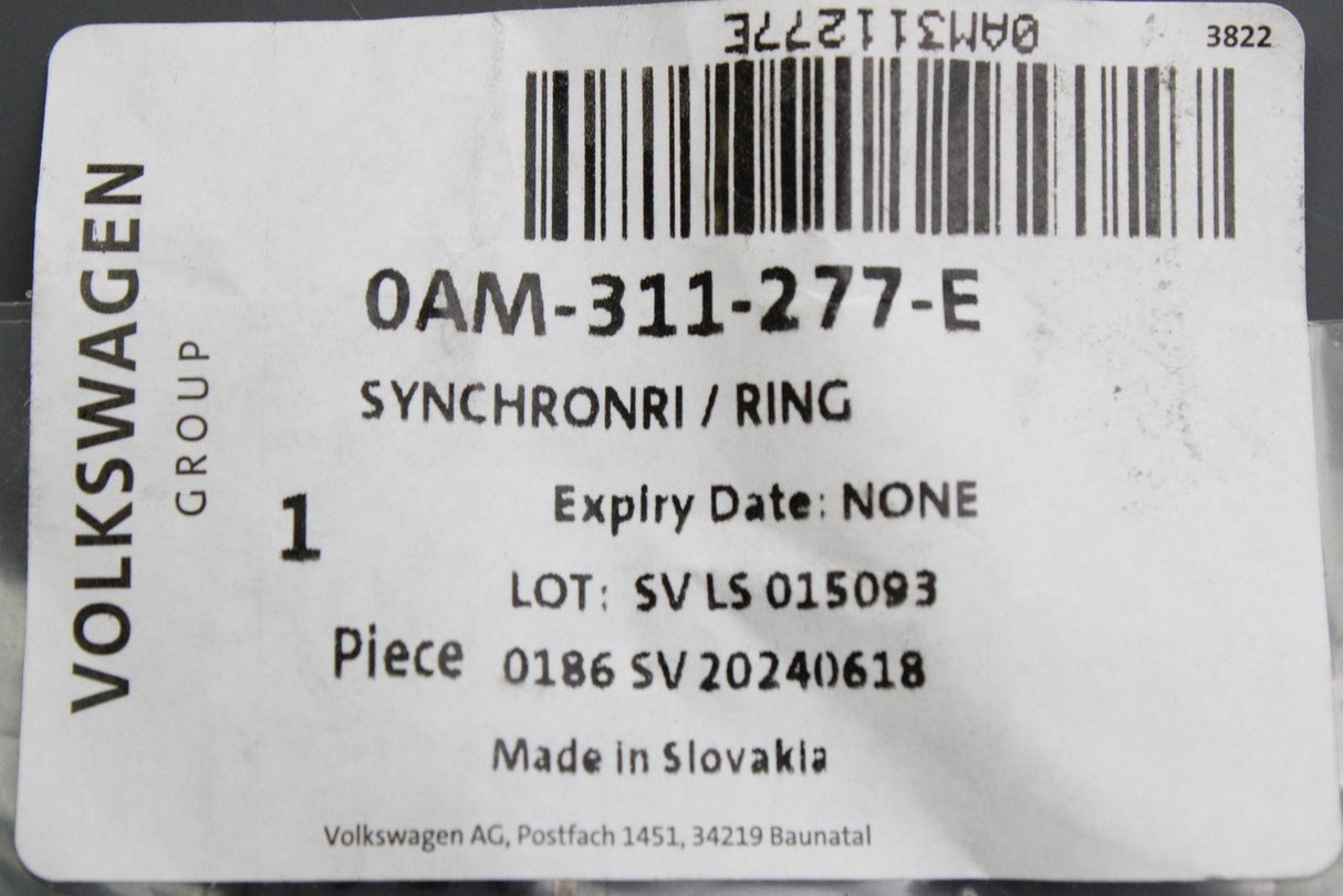 VW Audi Skoda SEAT DQ200 DSG gearbox synchro ring 0AM311277E
