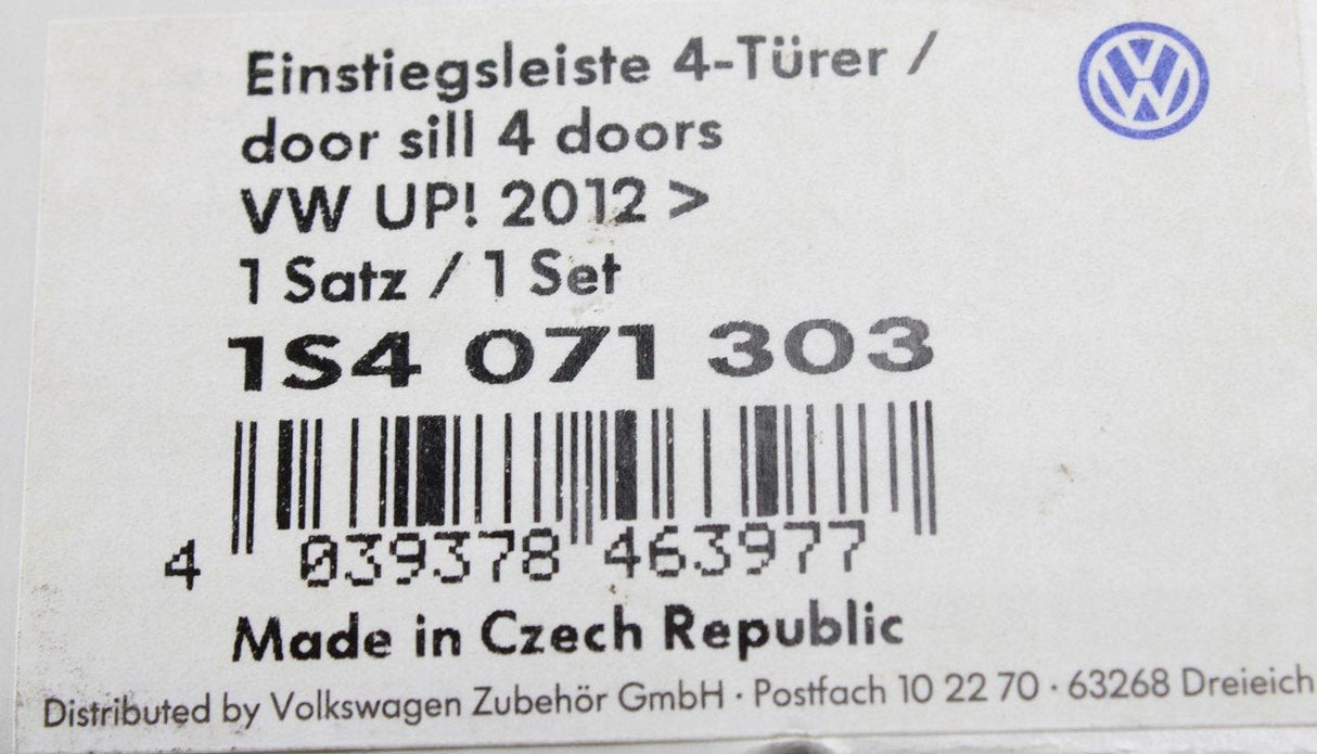 VW Up! 2012-on front & rear door sill protectors set (5 door) 1S4071303