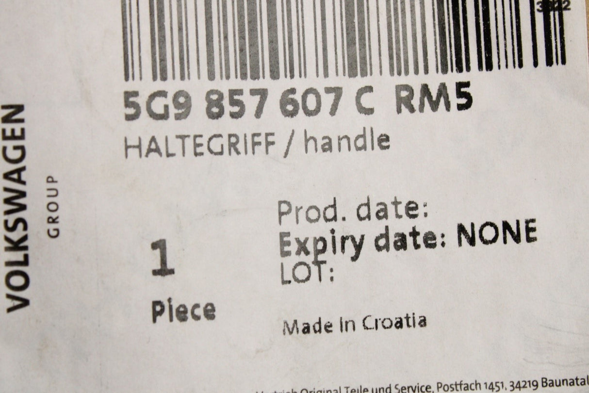 VW Touran 2016-on front folding roof grab handle (Grey) 5G9857607C RM5