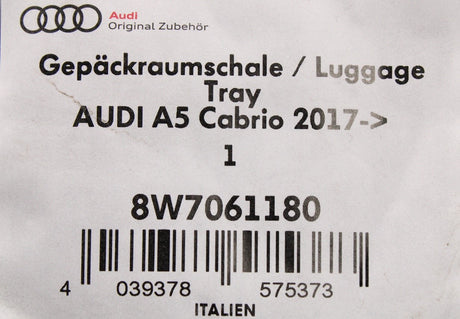 Audi A5 Cabriolet B9 2017-on boot liner (rigid) 8W7061180