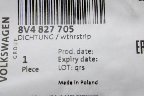 Audi A3 S3 RS3 Sportback 2013-20 rubber boot seal 8V4827705