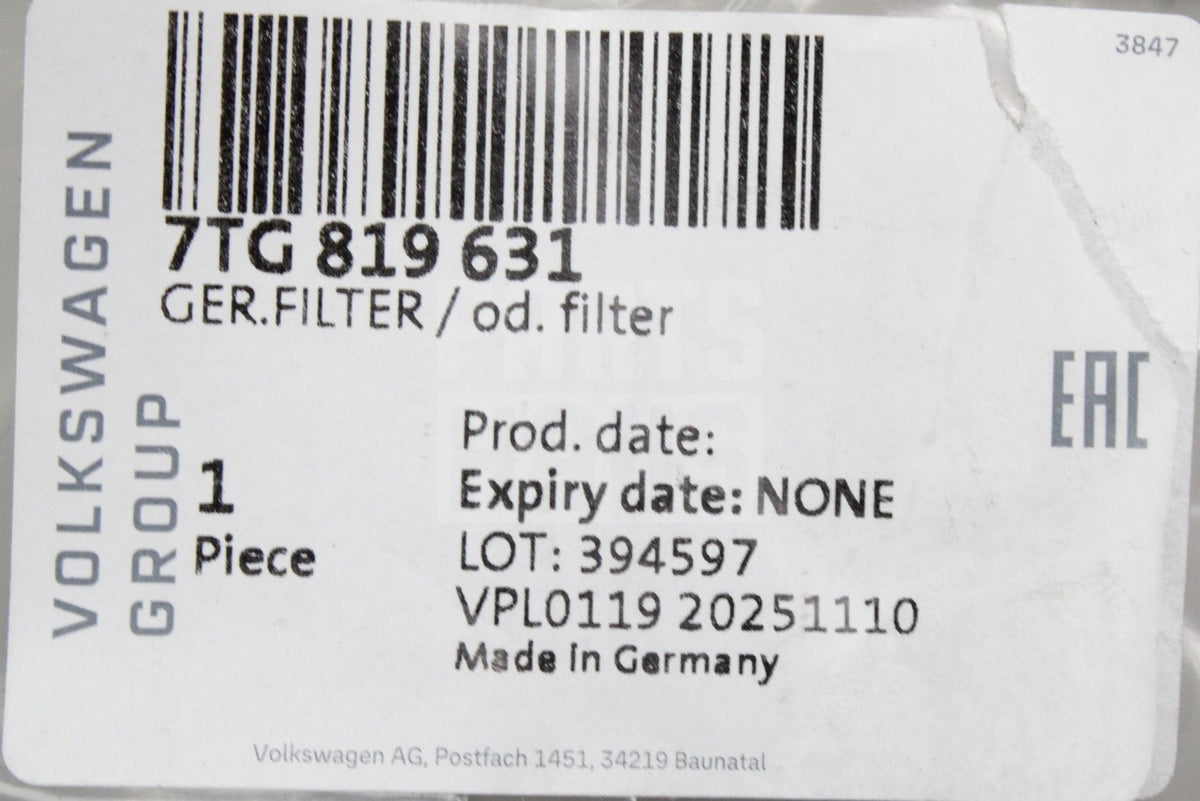 VW Transporter 2025-on pollen filter element 7TG819631