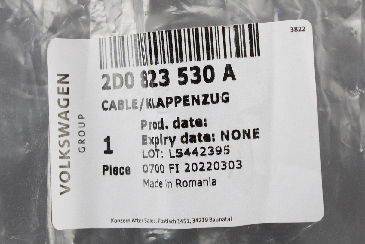 VW LT 1997-2006 bonnet lock release cable with handle 2D0823530A