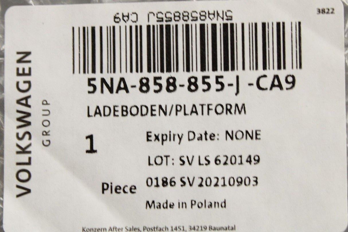 VW Tiguan 2016-on luggage compartment boot floor 5NA858855J CA9