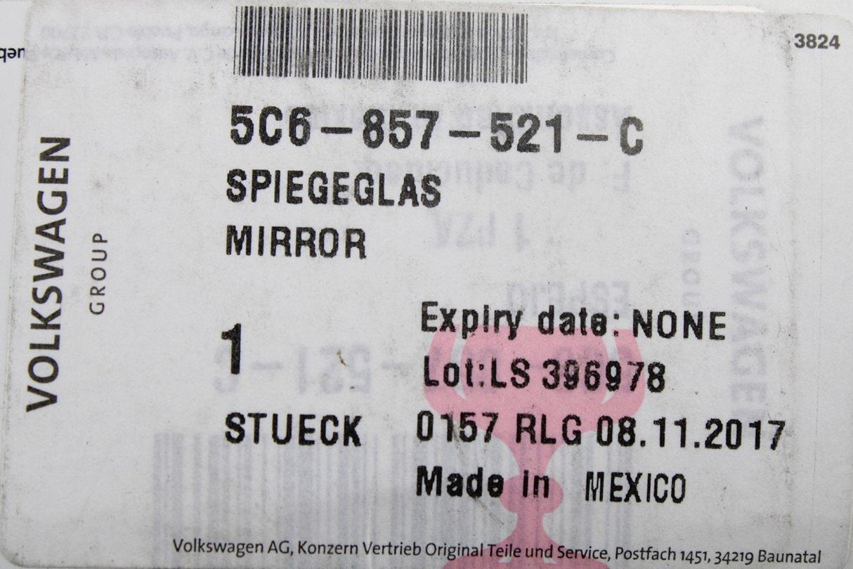 VW Jetta 2011-2018 exterior wing mirror glass (left) 5C6857521C