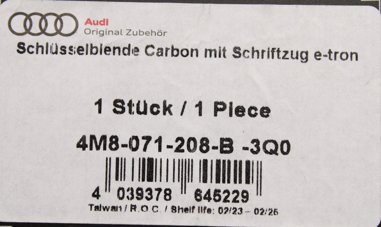 Audi A3 e-tron 2024-on key cover (carbon) 4M8071208B 3Q0