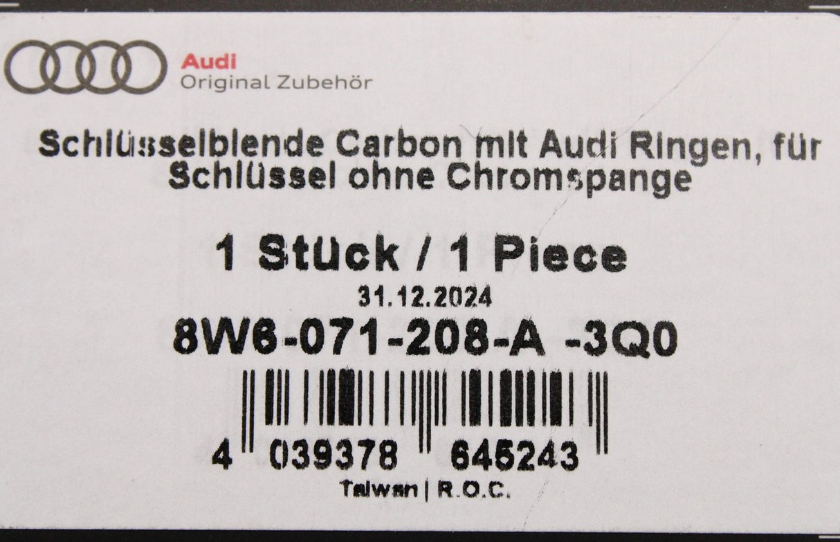 Audi A4 A5 Q5 Q7 TT carbon key cover (audi rings) 8W6071208A 3Q0