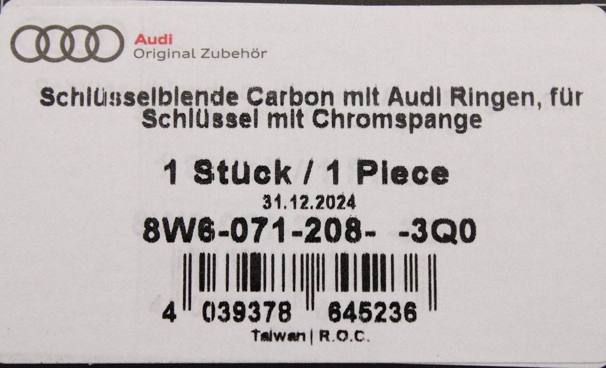 Audi A4 A5 Q5 Q7 TT carbon key cover (audi rings) 8W6071208 3Q0