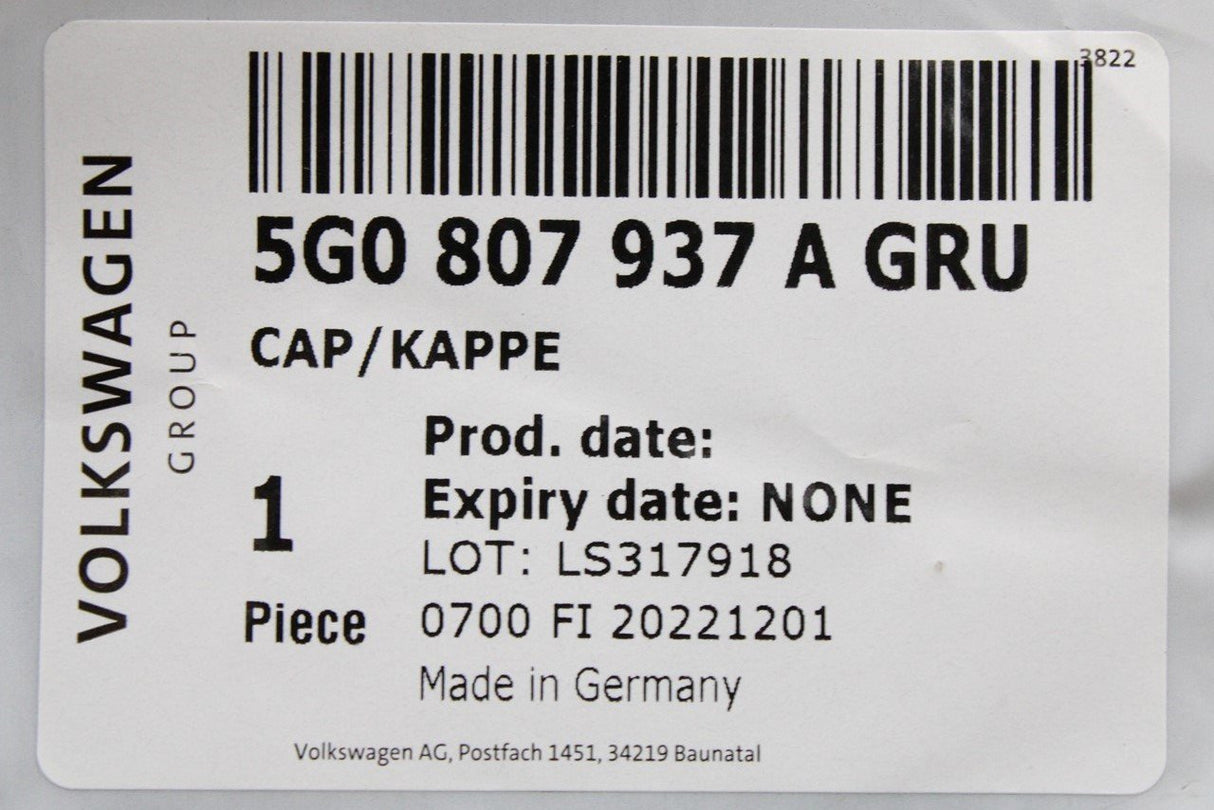 VW Golf GTI GTD MK7.5 headlight wash jet cover (left) 5G0807937A GRU