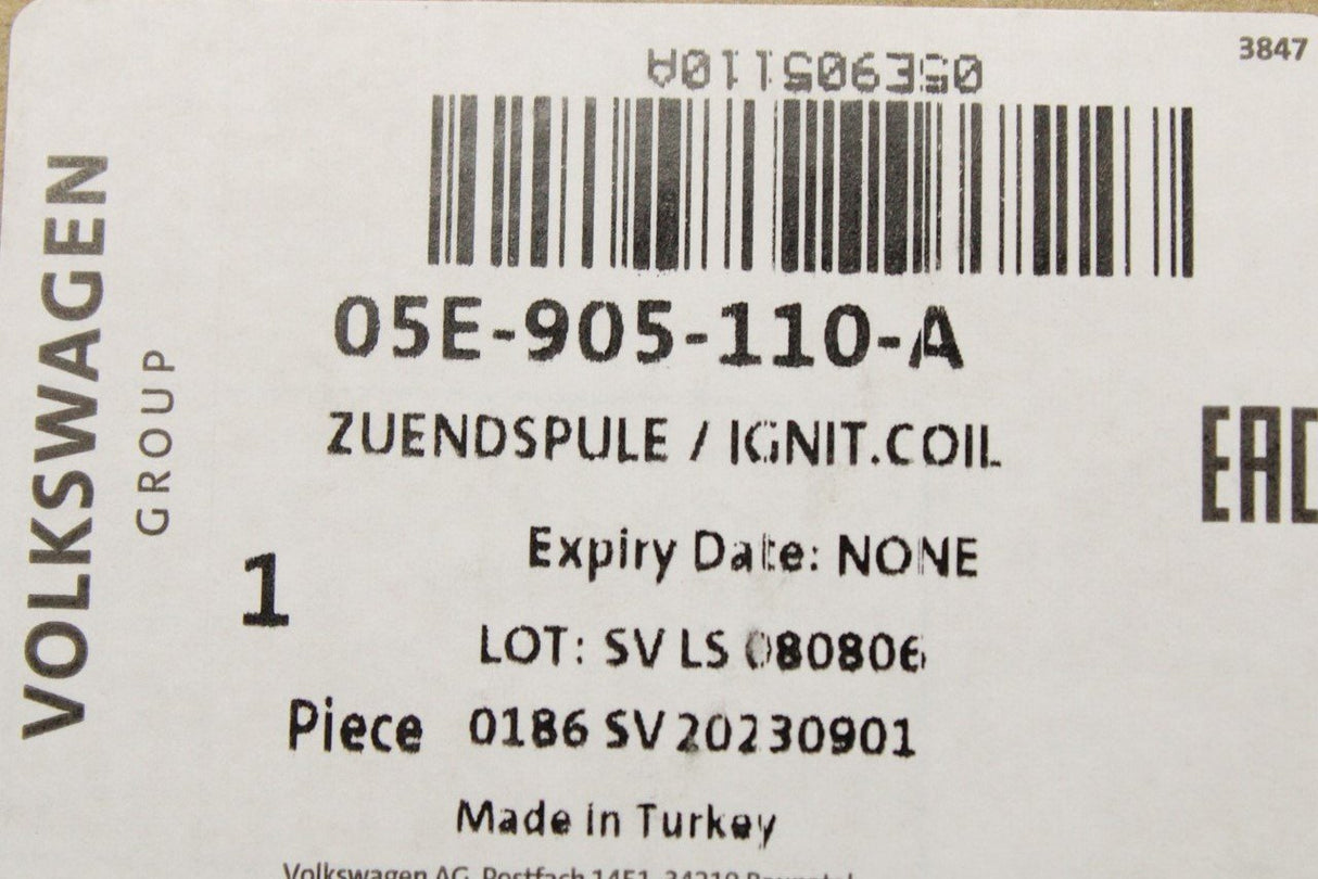 VW Golf MK8 Audi A3 Skoda Superb SEAT ignition coil (1.5 TSI) 05E905110A