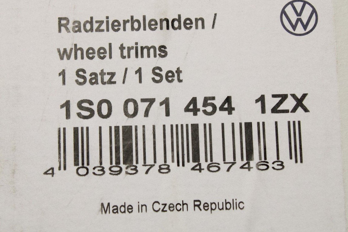 VW Up! 2012-on 14" steel wheel trims silver (x4) 1S0071454 1ZX