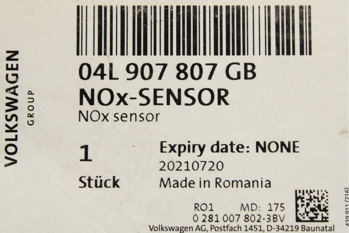 VW Transporter T6 T6.1 2016-24 post-DPF N0x sensor 04L907807GB