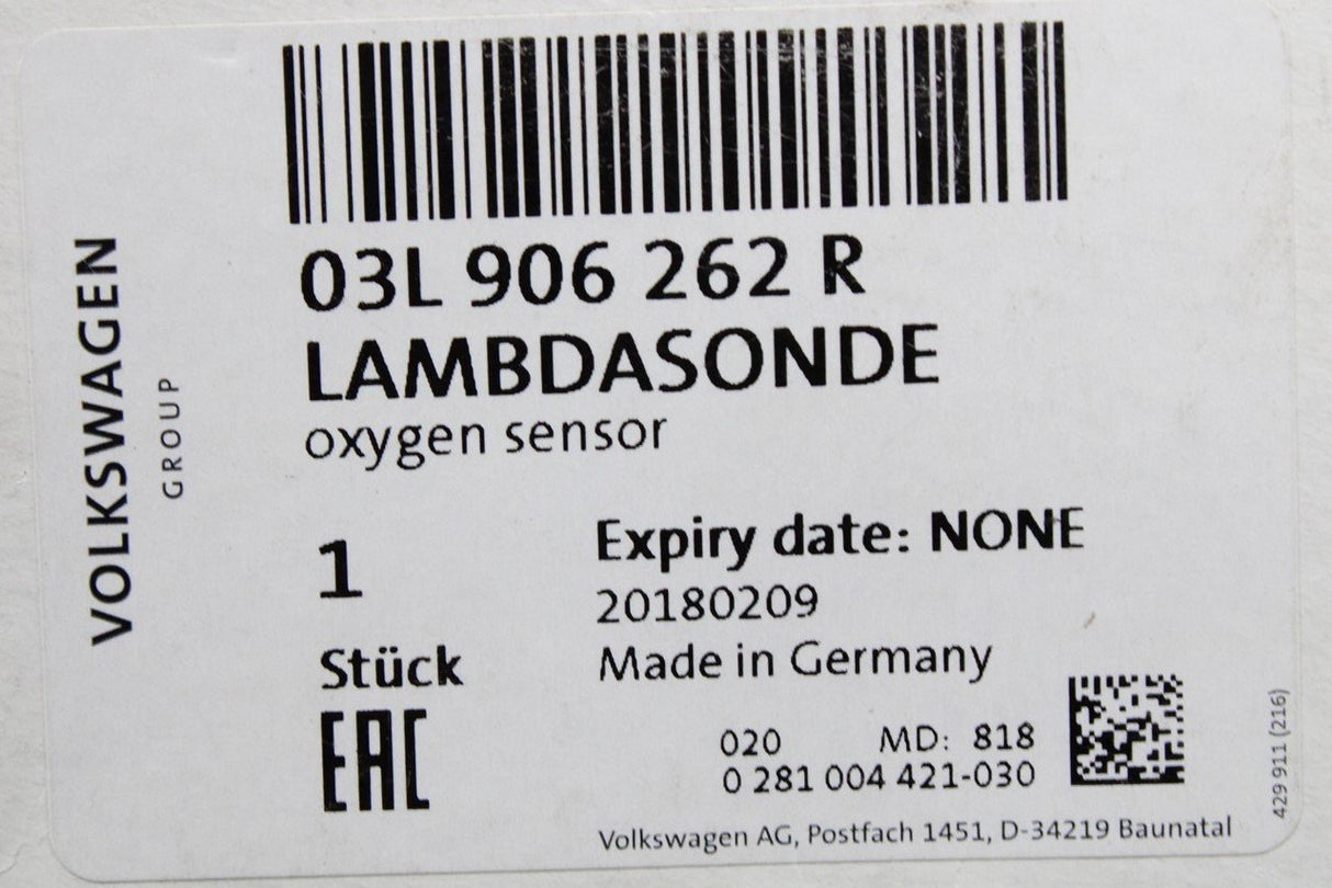 VW Golf Audi A3 Skoda SEAT Leon lambda sensor (2.0L TDI) 03L906262R