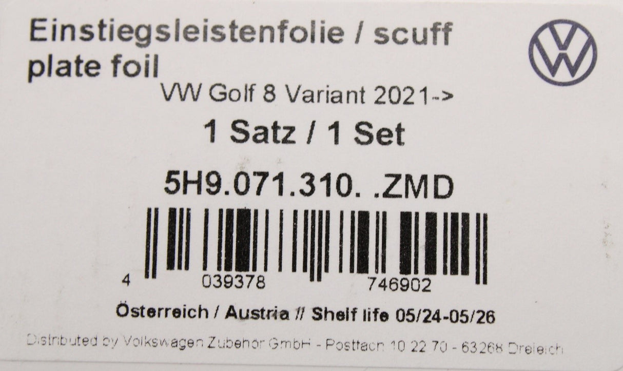 VW Golf MK8 Estate 2021-on front rear door sill protectors 5H9071310 ZMD