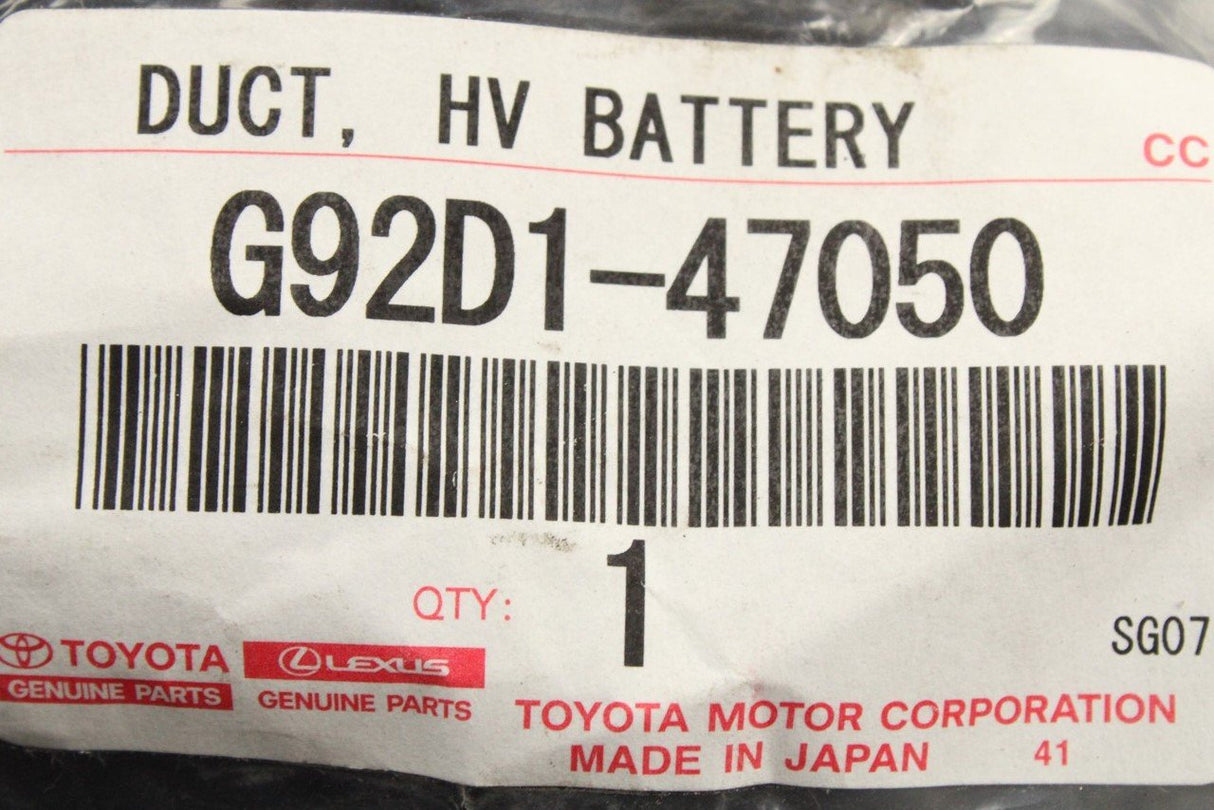 Toyota Prius +/V 2012-21 battery cooling air duct G92D1-47050