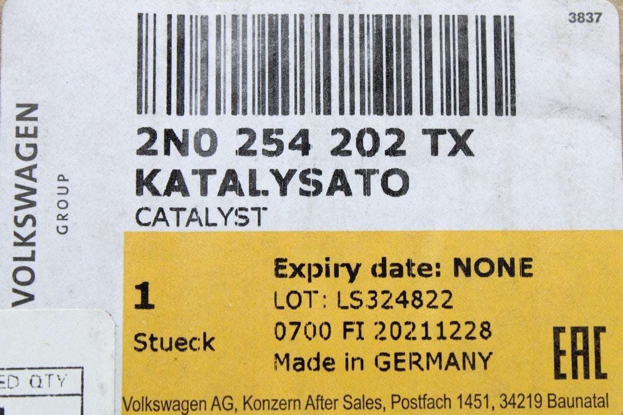 VW Crafter 2017-Onward catalytic converter for 2.0TDI 2N0254202TX