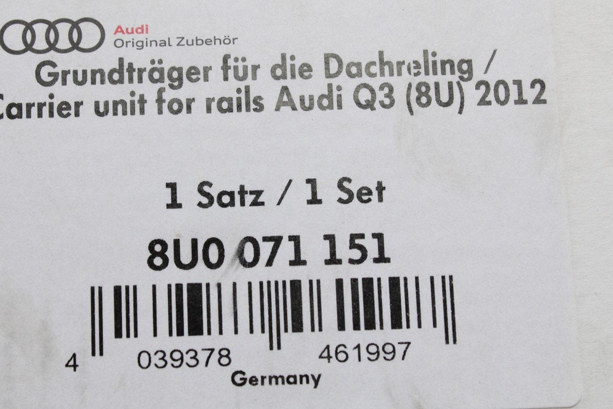 Audi Q3 RSQ3 2012-2018 Accessory roof bars for roof rails 8U0071151