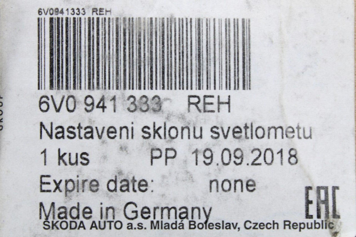 Skoda Fabia 6V 2015-21 headlight range control switch 6V0941333 REH