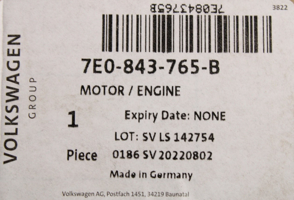 VW Transporter T5 T5.1 power sliding door motor (left) 7E0843765B