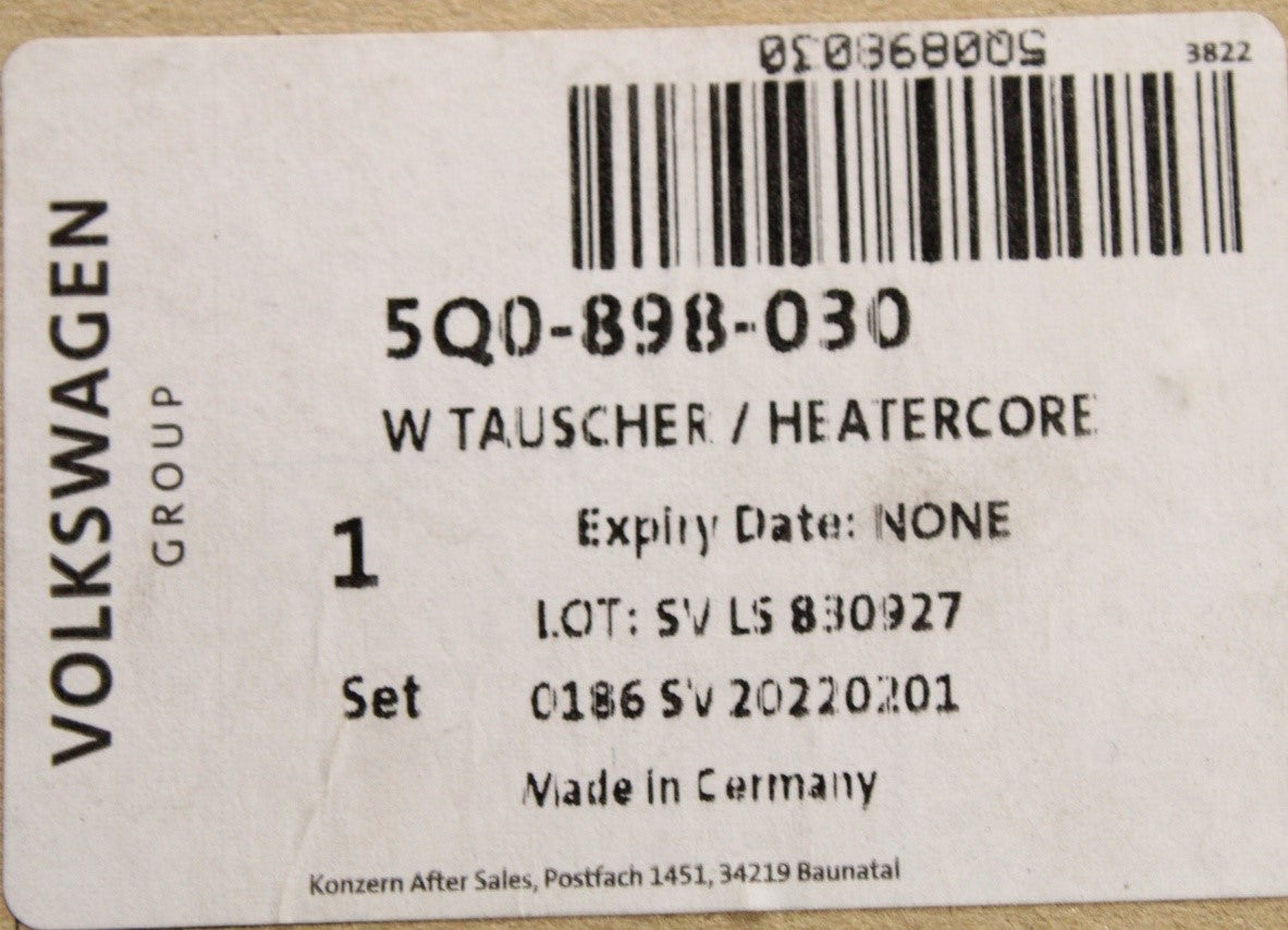 VW Golf Audi A3 Skoda SEAT Leon auxiliary heat exchanger 5Q0898030