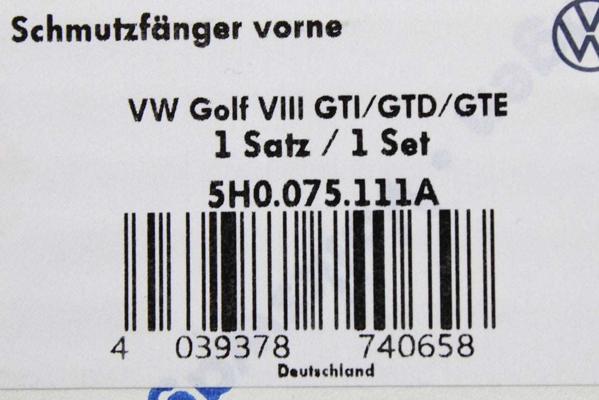 VW Golf MK8 GTI GTD GTE accessory mud flaps set (front) 5H0075111A