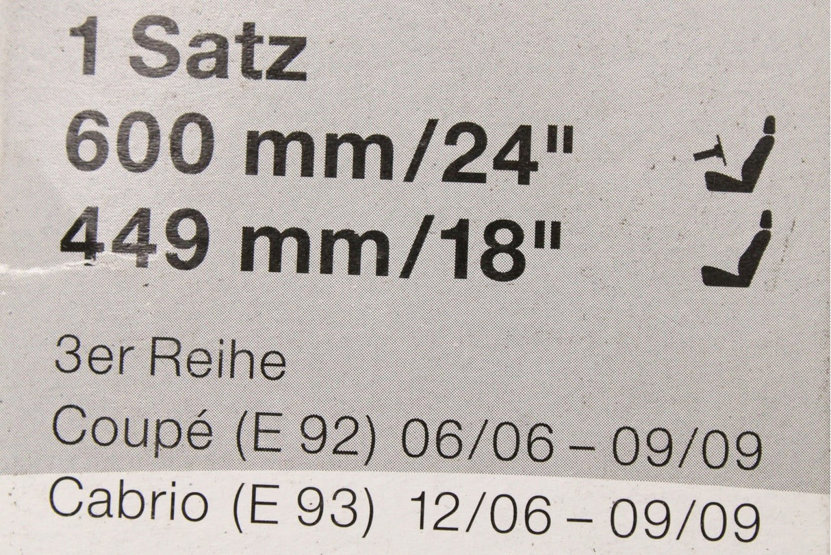 BMW 3 Series E92 E93 2006-2011 wiper blade set (front) 61612455441