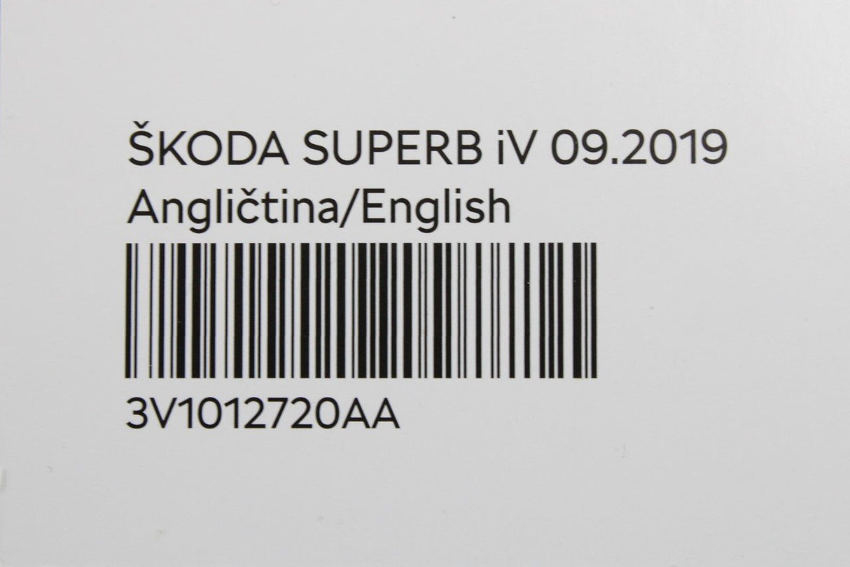 Skoda Superb iV 2020 - owners manual English language only 3V1012720AA