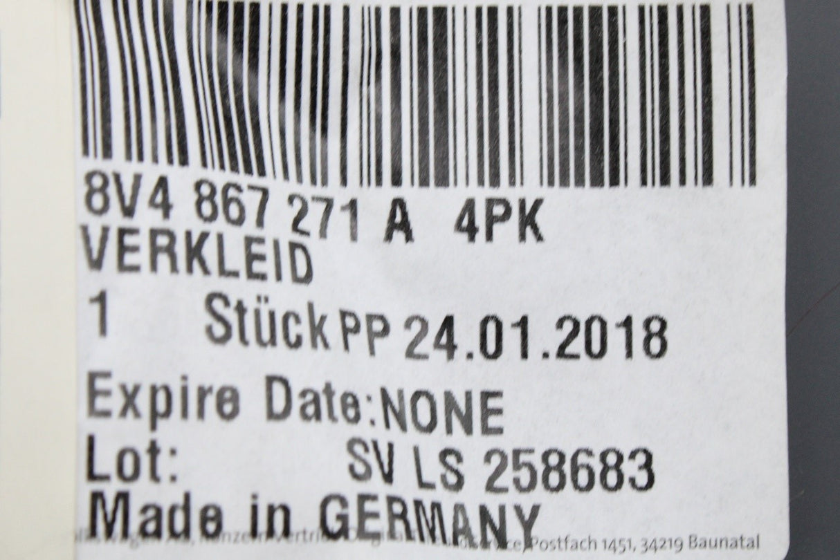 Audi A3 S3 RS3 2013-2020 RHD lower a-pillar trim (left) 8V4867271A 4PK