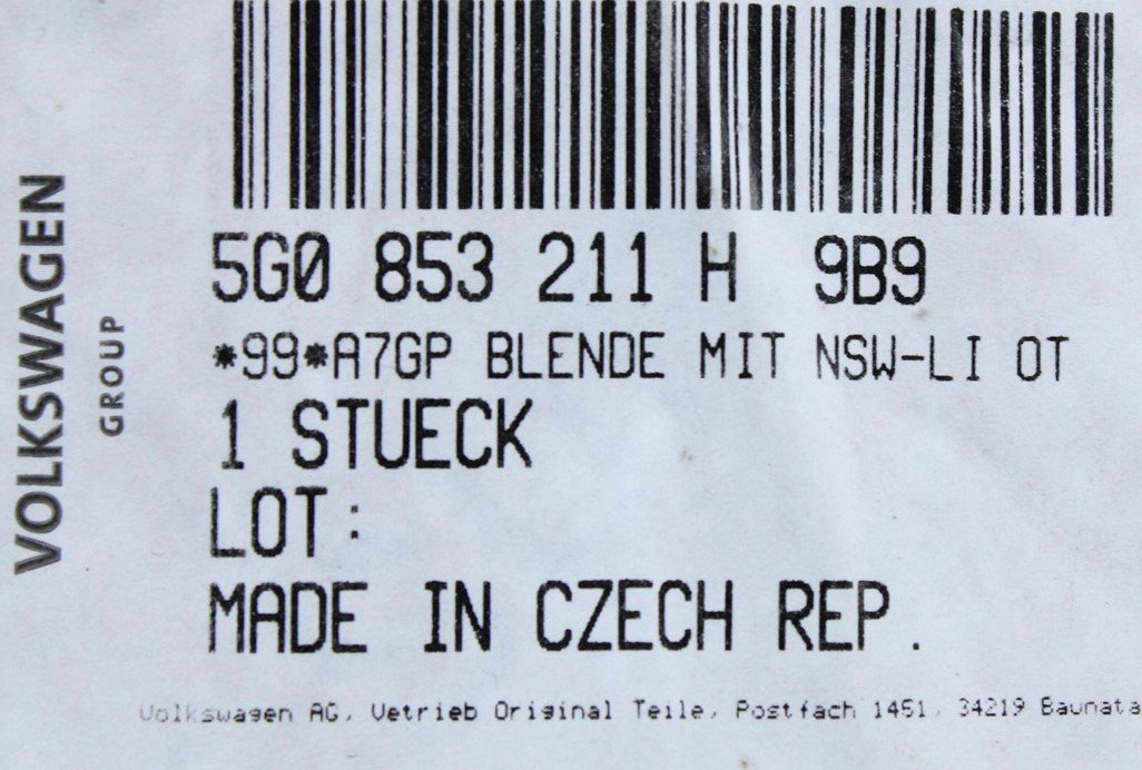 VW Golf MK7.5 2017-20 front bumper cover trim (left) 5G0853211H 9B9