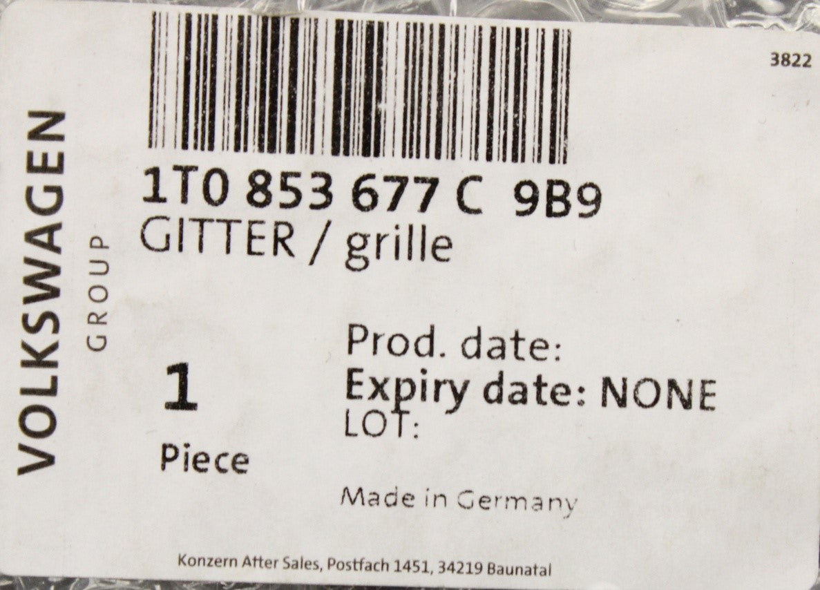 VW Caddy 2011-15 Touran 2011-15 front bumper lower grille 1T0853677C 9B9