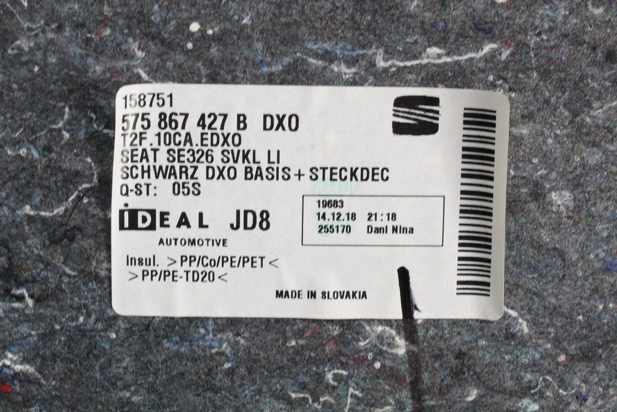 SEAT Ateca 16-on boot compartment side carpet trim (left) 575867427B DXO