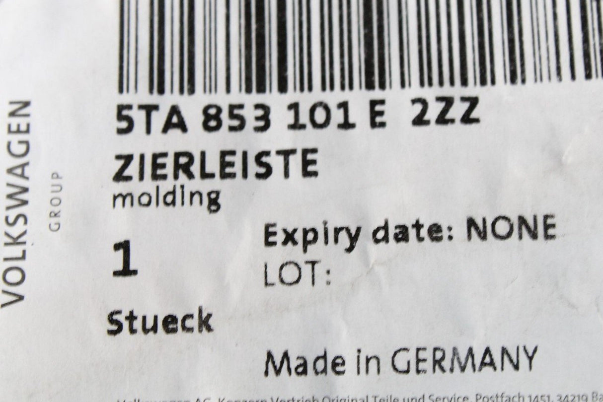 VW Touran 2016-on centre front lower grille trim (chrome) 5TA853101E 2ZZ