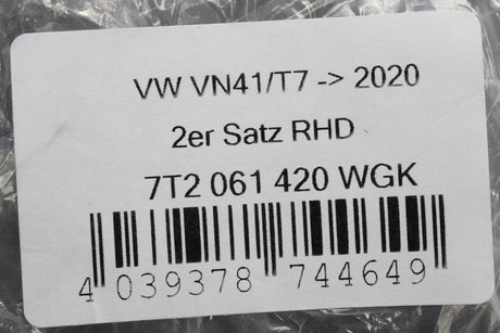 VW Multivan T7 2021-Onward front carpet floor mats (RHD) 7T2061420 WGK