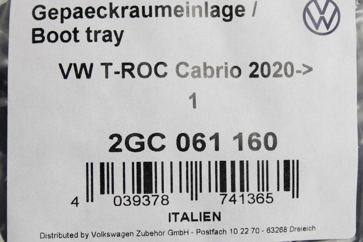 VW T-Roc Cabriolet 2020-Onward boot luggage compartment inlay 2GC061160