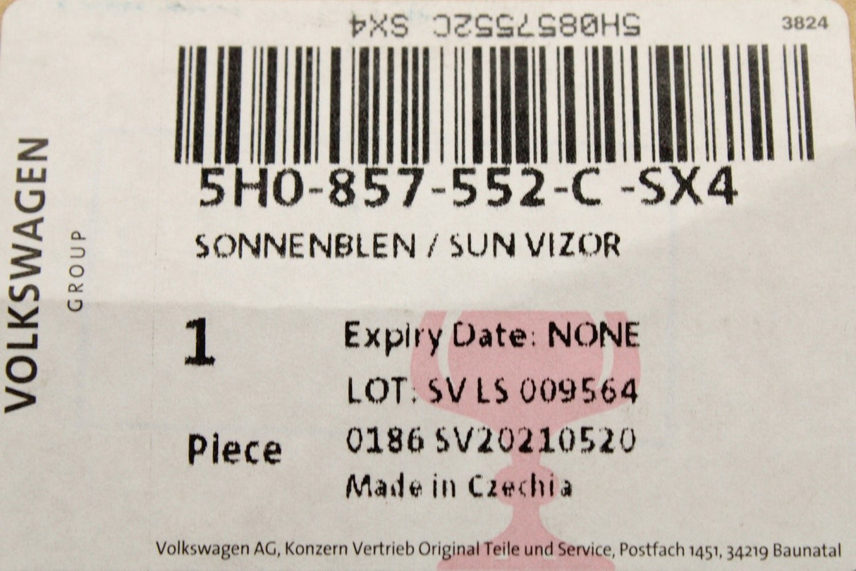 VW Golf MK8 SEAT Leon 2020-on RHD sun visor (right) 5H0857552C SX4