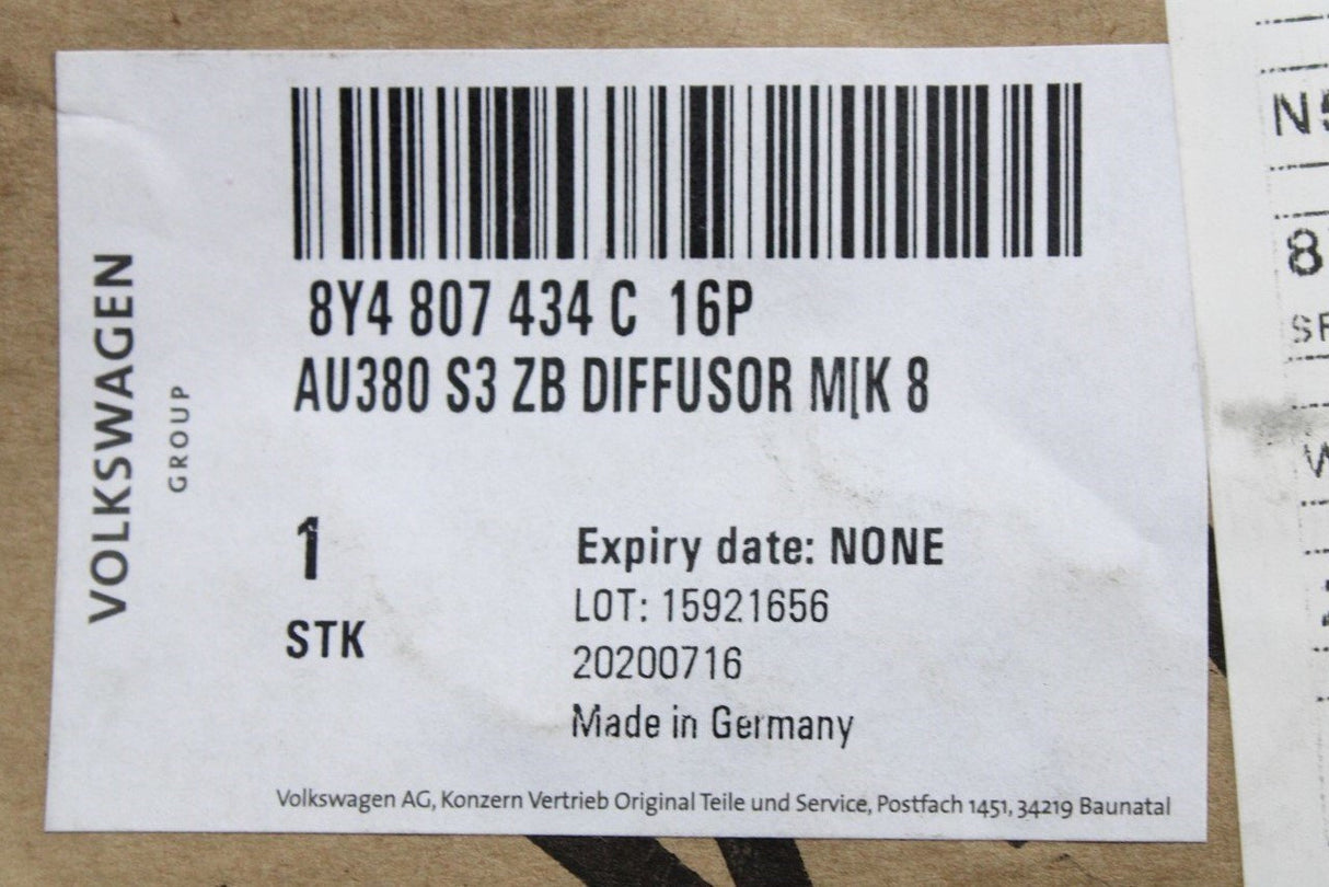 Audi S3 2021- rear bumper spoiler diffuser (satin black) 8Y4807434C 16P