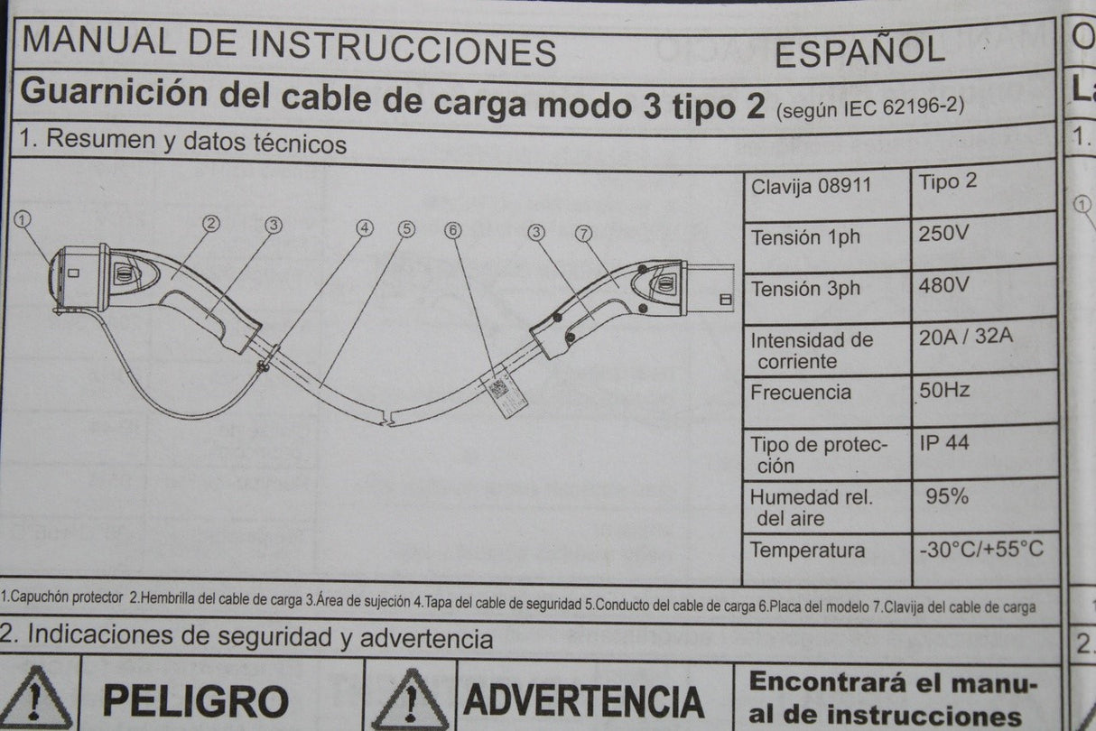Audi e-Tron A3 A6 A8 Q7 Q4 e-Tron charging cable (32A, 22kW) 4N0093053A