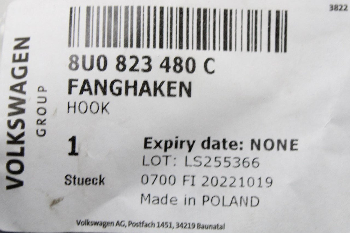 Audi Q3 RSQ3 2012-18 bonnet catch hook 8U0823480C