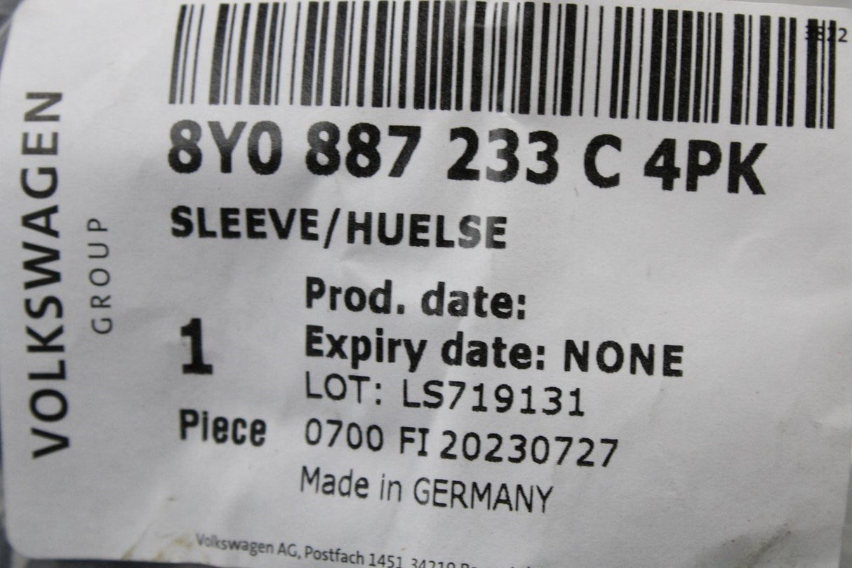 Audi A3 2020-on rear child seat isofix cover guide sleeve 8Y0887233C 4PK