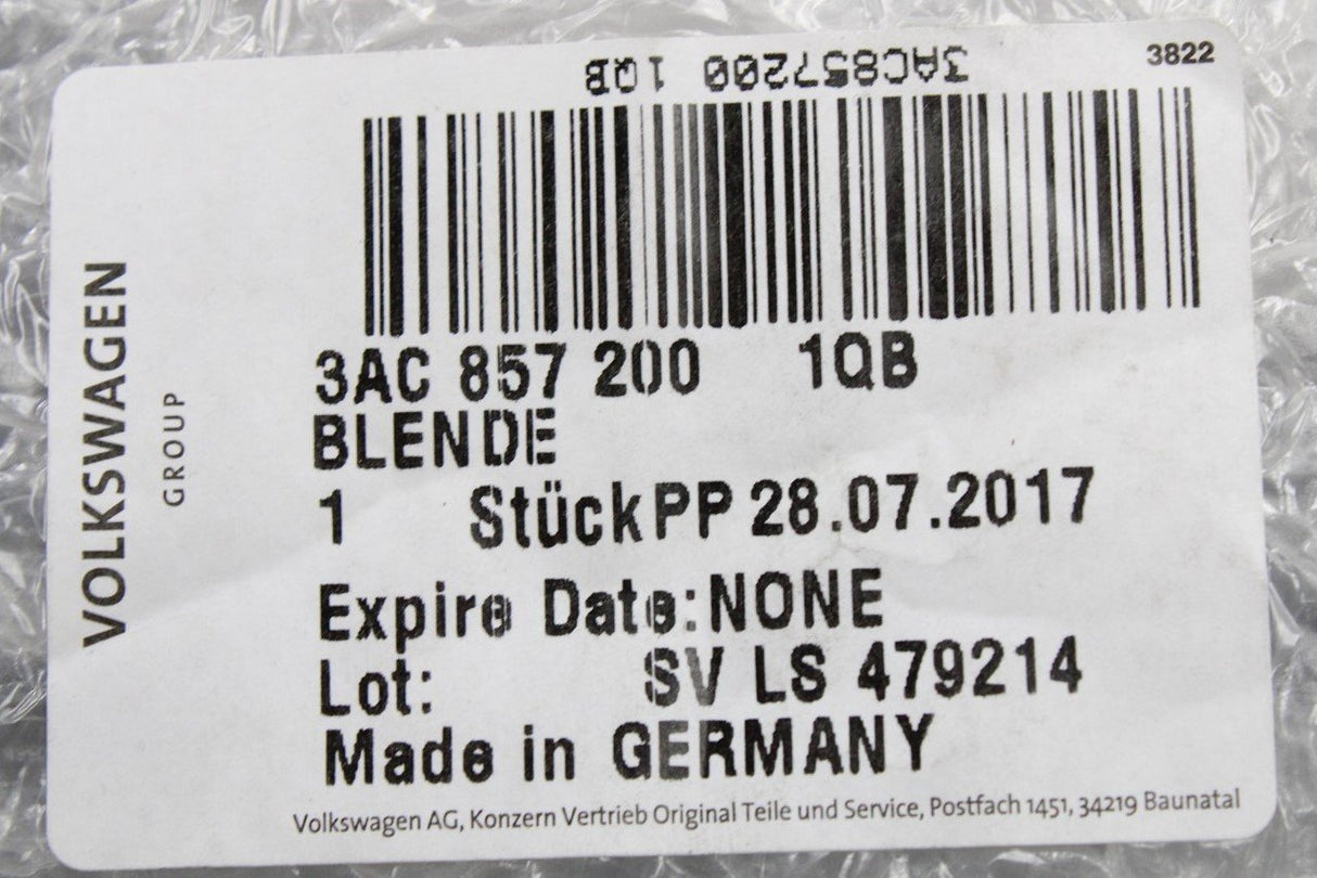 VW Passat B7 Passat CC drivers side lower dashboard trim 3AC857200 1QB