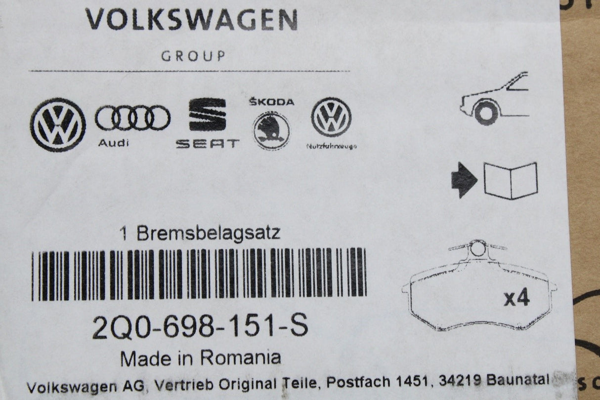 VW Polo AW 2018-on Audi A1 2019-on front brake pads 2Q0698151S