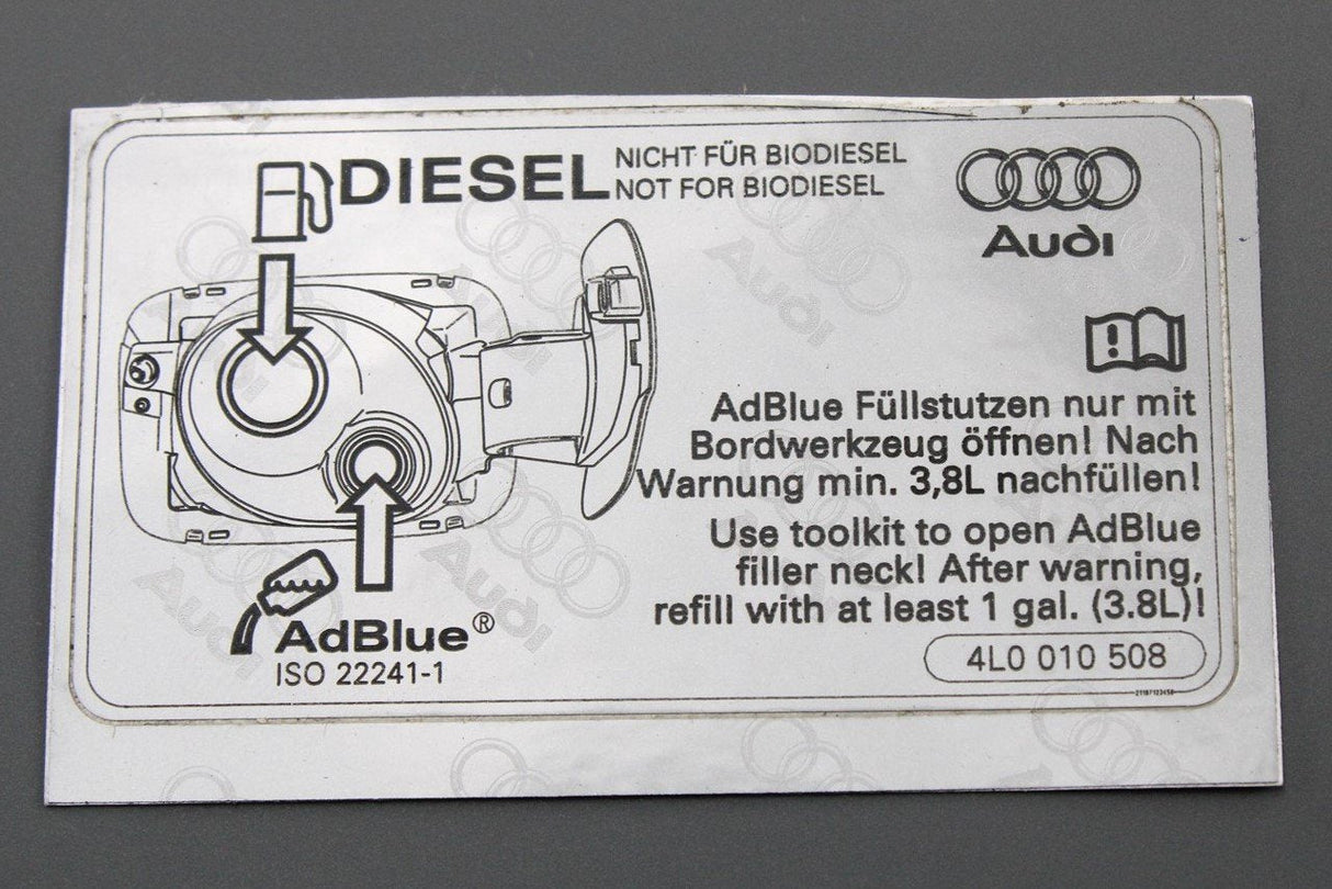 Audi Q5 2009-2017 Q7 2007-2015 fuel flap diesel AdBlue sticker 4L0010508