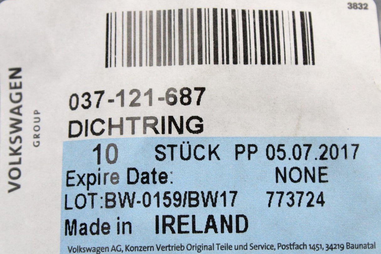 VW Audi Skoda SEAT rubber seal o-ring (36x3.15mm) 037121687